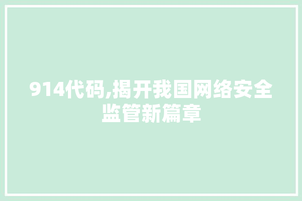 914代码,揭开我国网络安全监管新篇章 绘影字幕