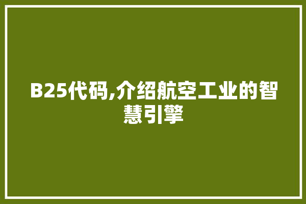 B25代码,介绍航空工业的智慧引擎 绘影字幕