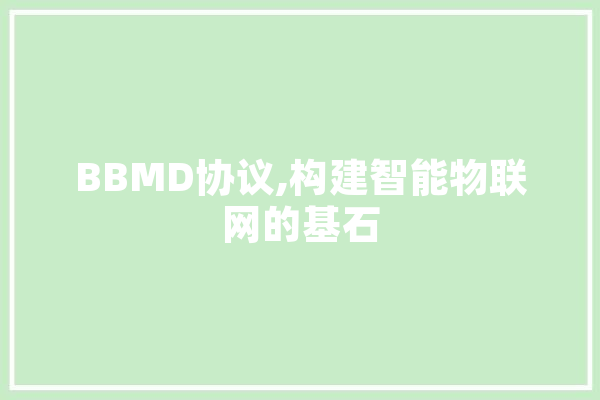 BBMD协议,构建智能物联网的基石