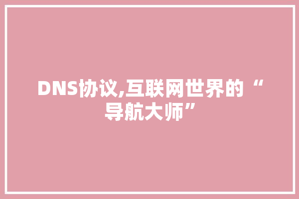 DNS协议,互联网世界的“导航大师”