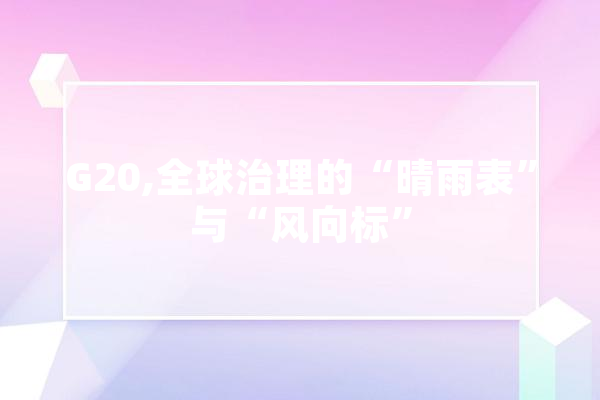G20,全球治理的“晴雨表”与“风向标” 绘影字幕