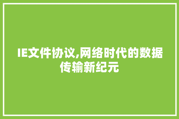 IE文件协议,网络时代的数据传输新纪元 智能问答