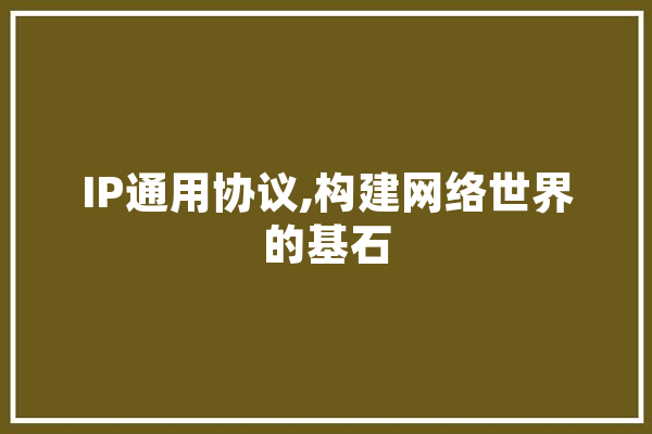 IP通用协议,构建网络世界的基石
