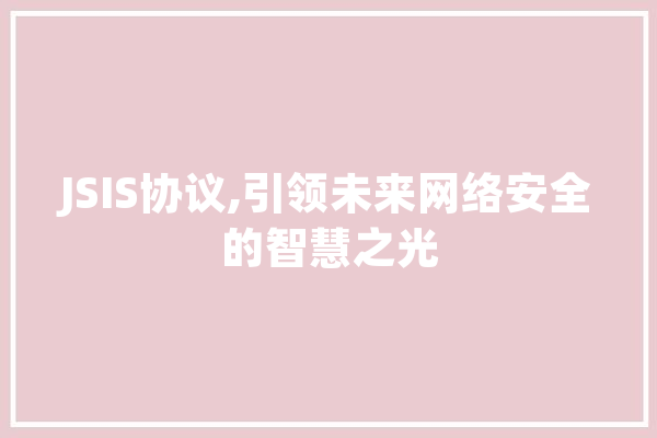 JSIS协议,引领未来网络安全的智慧之光