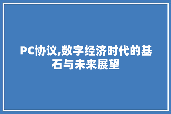 PC协议,数字经济时代的基石与未来展望 文字写作