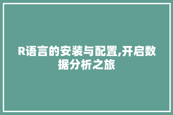 R语言的安装与配置,开启数据分析之旅 云服务