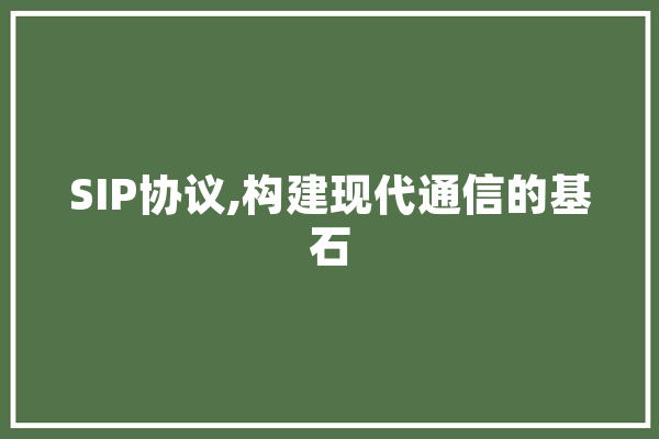 SIP协议,构建现代通信的基石