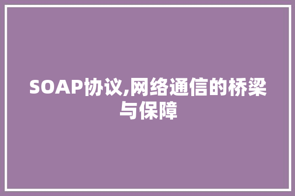 SOAP协议,网络通信的桥梁与保障