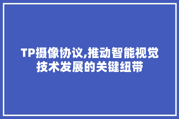 TP摄像协议,推动智能视觉技术发展的关键纽带