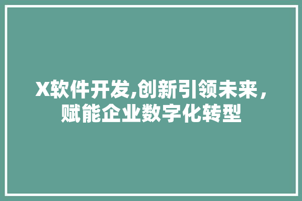 X软件开发,创新引领未来，赋能企业数字化转型