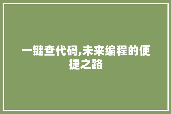 一键查代码,未来编程的便捷之路