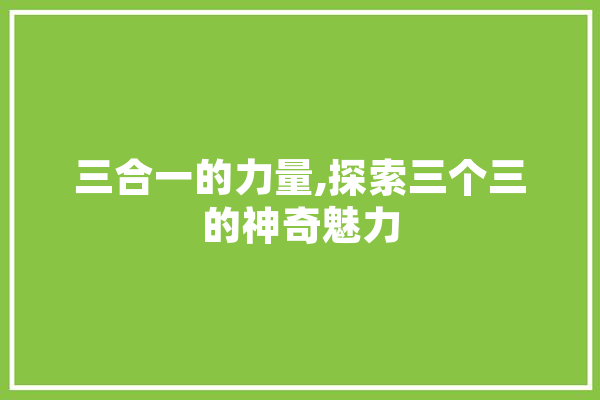 三合一的力量,探索三个三的神奇魅力