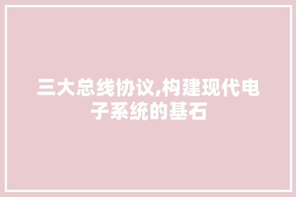 三大总线协议,构建现代电子系统的基石