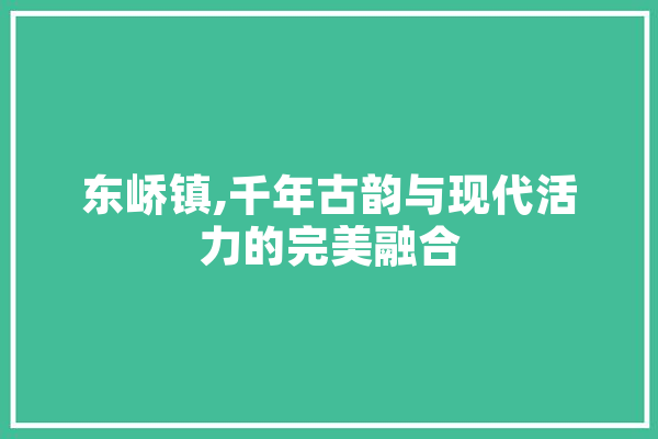 东峤镇,千年古韵与现代活力的完美融合