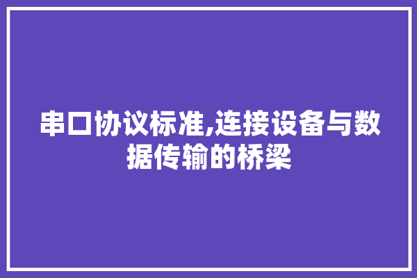 串口协议标准,连接设备与数据传输的桥梁
