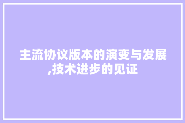 主流协议版本的演变与发展,技术进步的见证
