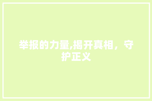 举报的力量,揭开真相，守护正义