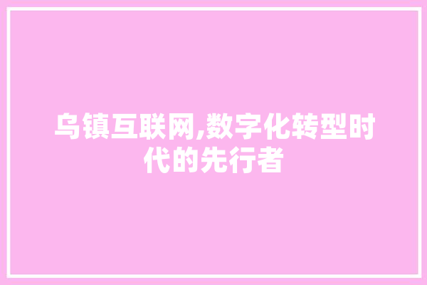 乌镇互联网,数字化转型时代的先行者