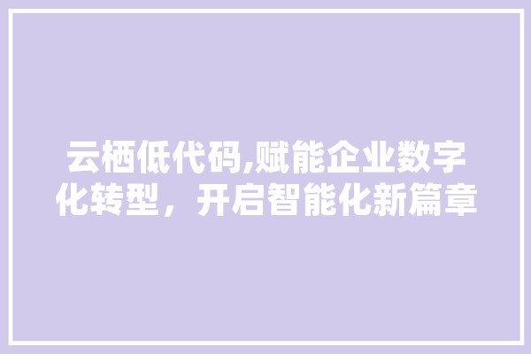 云栖低代码,赋能企业数字化转型，开启智能化新篇章 AI简讯