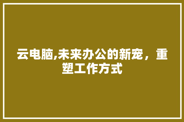 云电脑,未来办公的新宠，重塑工作方式 智能助手