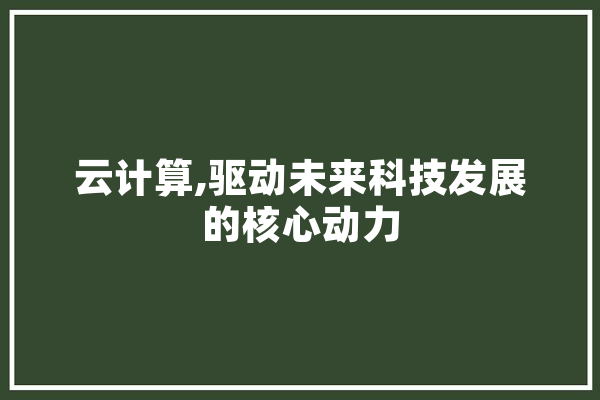 云计算,驱动未来科技发展的核心动力