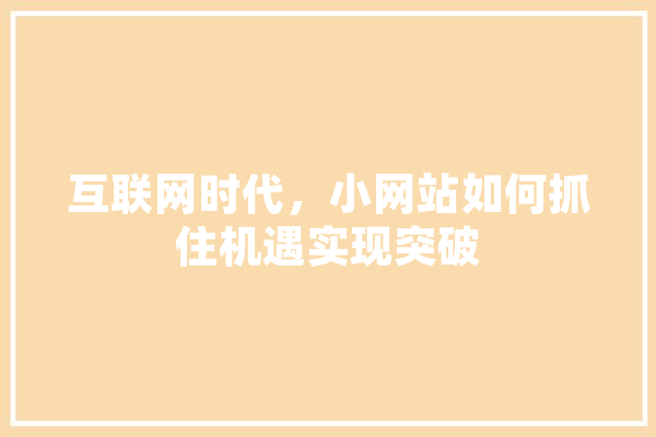 互联网时代，小网站如何抓住机遇实现突破