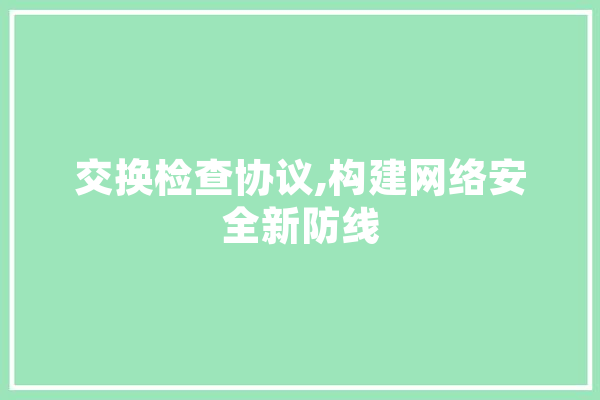 交换检查协议,构建网络安全新防线