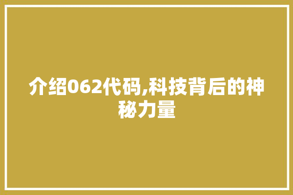 介绍062代码,科技背后的神秘力量