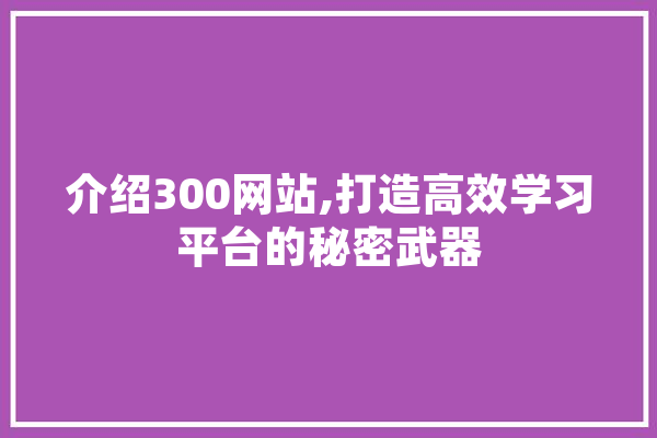 介绍300网站,打造高效学习平台的秘密武器