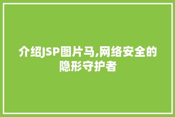 介绍JSP图片马,网络安全的隐形守护者 云服务