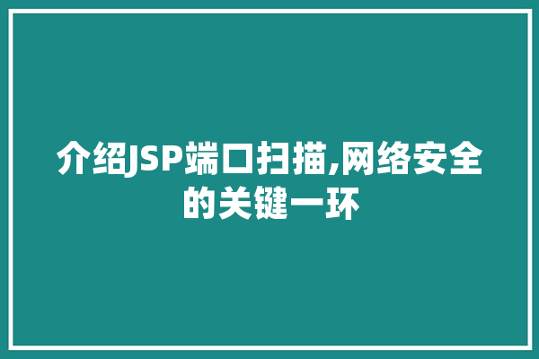 介绍JSP端口扫描,网络安全的关键一环