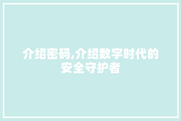 介绍密码,介绍数字时代的安全守护者 文字写作