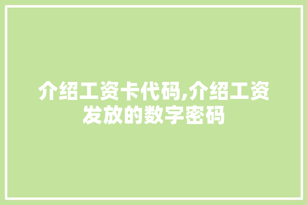 介绍工资卡代码,介绍工资发放的数字密码