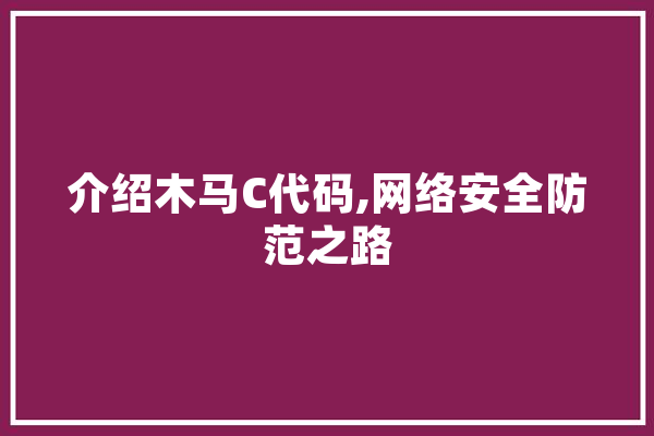介绍木马C代码,网络安全防范之路