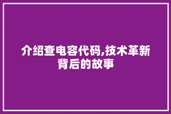介绍查电容代码,技术革新背后的故事