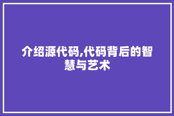 介绍源代码,代码背后的智慧与艺术
