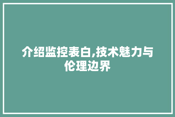 介绍监控表白,技术魅力与伦理边界