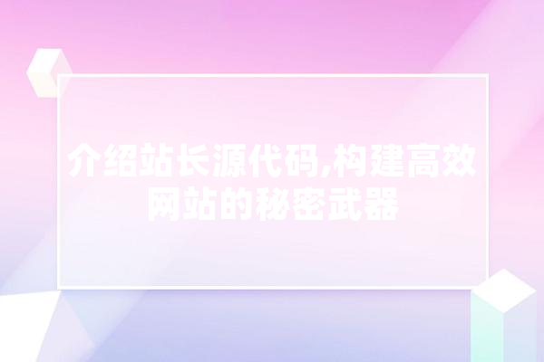介绍站长源代码,构建高效网站的秘密武器