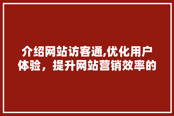 介绍网站访客通,优化用户体验，提升网站营销效率的关键步骤 云服务