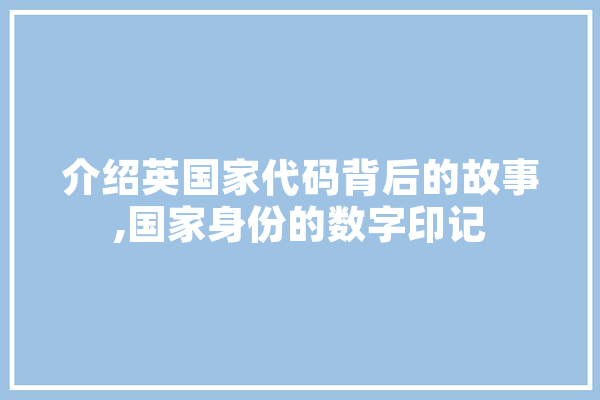 介绍英国家代码背后的故事,国家身份的数字印记