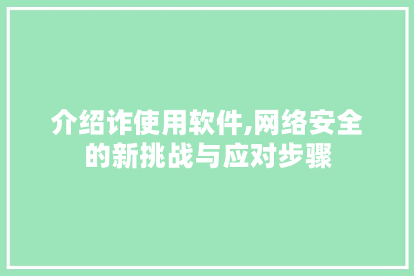 介绍诈使用软件,网络安全的新挑战与应对步骤 智能写作