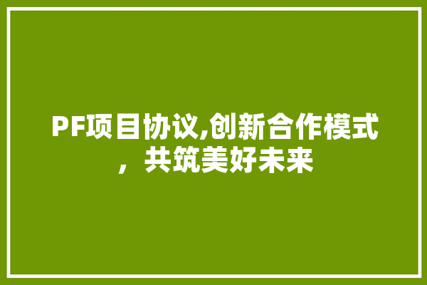 PF项目协议,创新合作模式，共筑美好未来 云服务
