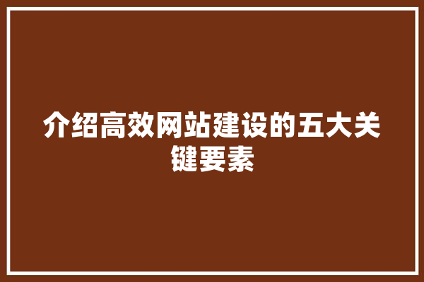 介绍高效网站建设的五大关键要素 文字写作