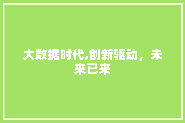 大数据时代,创新驱动，未来已来 AI快讯
