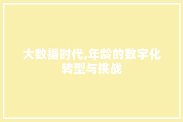 大数据时代,年龄的数字化转型与挑战