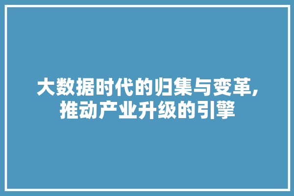 大数据时代的归集与变革,推动产业升级的引擎 云服务