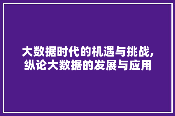 大数据时代的机遇与挑战,纵论大数据的发展与应用 智能助手