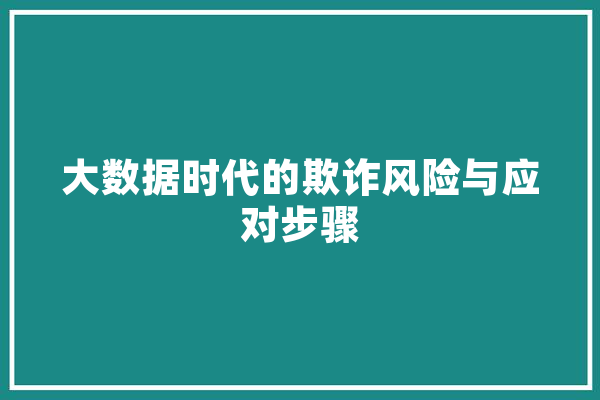 大数据时代的欺诈风险与应对步骤