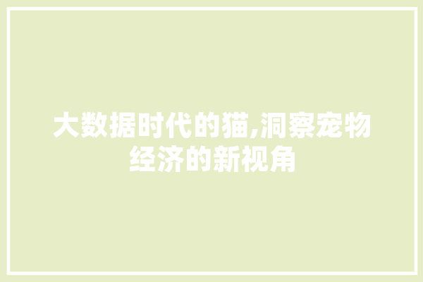 大数据时代的猫,洞察宠物经济的新视角