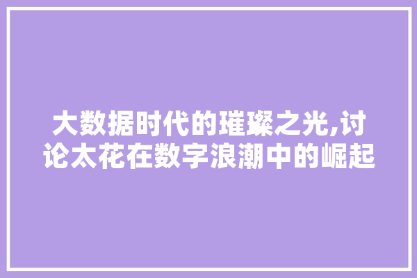大数据时代的璀璨之光,讨论太花在数字浪潮中的崛起与发展